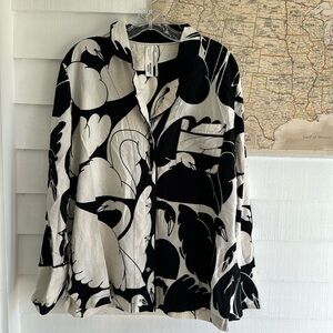 Cecilia Pettersson x Anthropologie black and white swan pajama long sleeve top